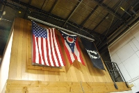 American Flag hanging in the shop